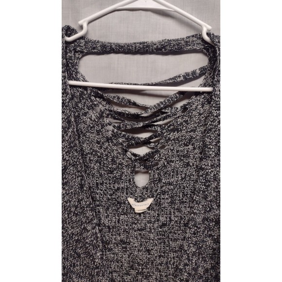 Aeropostale Cardigan Grey Black Open Front Criss Cross Back Long Sweater Small - Picture 6 of 15